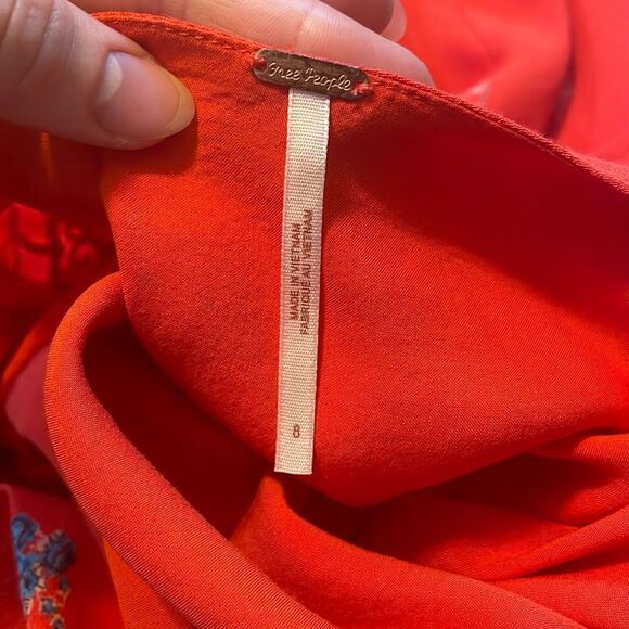 Free People Mockingbird Coral Red Floral Backless Mini Dress - Picture 6 of 8